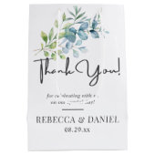 Modern Watercolor Eucalyptus Greenery Wedding Medium Cadeauzakje (Achterkant)