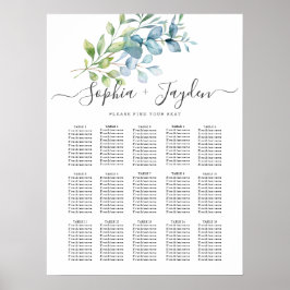 Modern Watercolor Eucalyptus Greenery Wedding Poster