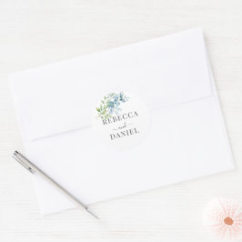 Modern Watercolor Eucalyptus Greenery Wedding Ronde Sticker