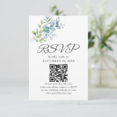 Modern Watercolor Eucalyptus Greenery Wedding RSVP Kaartje (Staand voorkant)