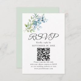 Modern Watercolor Eucalyptus Greenery Wedding RSVP Kaartje