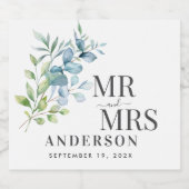 Modern Watercolor Eucalyptus Greenery Wedding Sparkling Wijnetiket (Enkel label)