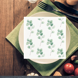 Modern Watercolor Eucalyptus Groen Patroon Servet