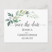 Modern Watercolor Eucalyptus Leaves Greenery Aankondigingskaart (Voorkant)