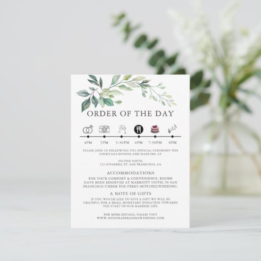 Modern Watercolor Eucalyptus Leaves Greenery Informatiekaartje (Staand voorkant)