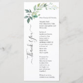 Modern Watercolor Eucalyptus Leaves Greenery Menu (Achterkant)