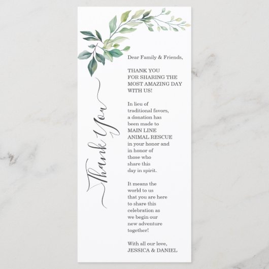 Modern Watercolor Eucalyptus Leaves Greenery Menu (Achterkant)