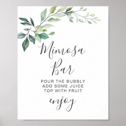 Modern Watercolor Eucalyptus Leaves Greenery Poster (Voorkant)