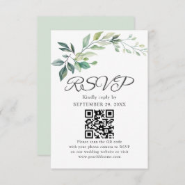 Modern Watercolor Eucalyptus Leaves Greenery RSVP Kaartje