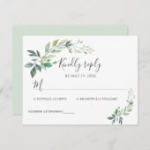 Modern Watercolor Eucalyptus Leaves Greenery RSVP Kaartje (Voorkant / Achterkant)
