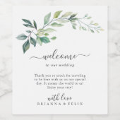 Modern Watercolor Eucalyptus Leaves Greenery Wijn Etiket (Enkel label)