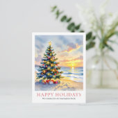 Modern Watercolor Festive Beach Coastal Christmas Feestdagenkaart (Staand voorkant)