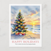 Modern Watercolor Festive Beach Coastal Christmas Feestdagenkaart (Voorkant)