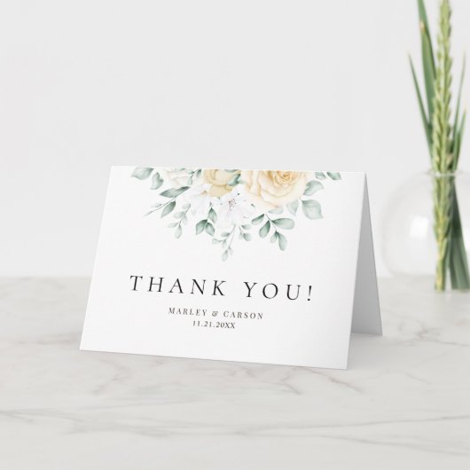 Modern Watercolor Floral Greenery Wedding Folded Bedankkaart (Voorkant)