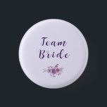 Modern Watercolor Floral Team Bride Bridal Shower Ronde Button 3,2 Cm<br><div class="desc">Add a refined finishing touch to your celebration with these Modern Amethyst Bridal Shower buttons/badges. Designed in a soft lavender palette with elegant amethyst typography, these customizable badges are the perfect accessory for bachelorette parties and bridal showers, serving as a beautiful decoration while proudly announcing the bride's special status. Stylish...</div>