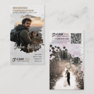 Modern Watercolor Fotograaf QR Code Zakelijke Kaar Visitekaartje