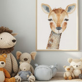Modern Watercolor Giraffe Nursery Wall Art Poster
