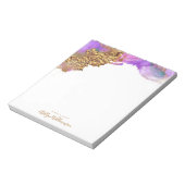 Modern, watercolor gold pink purple splatter notitieblok (Linkerzijde)