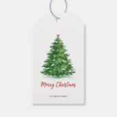 Modern Watercolor Green Christmas Tree Gift Merry  Cadeaulabel (Voorkant)