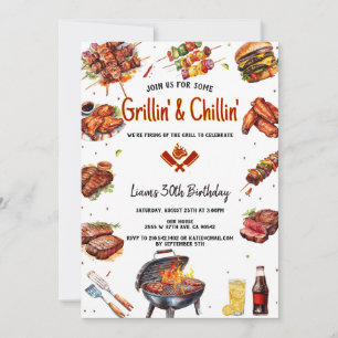 Modern Watercolor Grill & Chill BBQ Verjaardagsfee Kaart