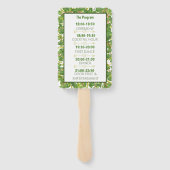 Modern Watercolor Groene Huwelijksfoto Programma Handwaaier (Achterkant)