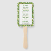 Modern Watercolor Groene Huwelijksfotoprogramma Handwaaier (Achterkant)