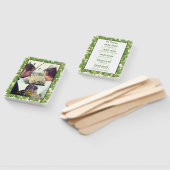 Modern Watercolor Groene Huwelijksfotoprogramma Handwaaier (Niet-gemonteerd)