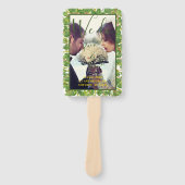 Modern Watercolor Groene Huwelijksfotoprogramma Handwaaier (Voorkant)