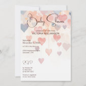 Modern Watercolor Hearts Baby Shower  Kaart (Voorkant)