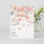 Modern Watercolor Hearts Baby Shower  Kaart (Staand voorkant)