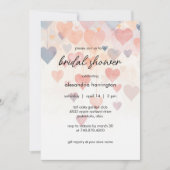 Modern Watercolor Hearts Bridal Shower Kaart (Voorkant)