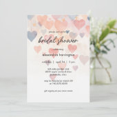 Modern Watercolor Hearts Bridal Shower Kaart (Staand voorkant)