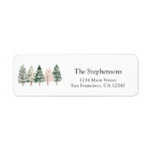 Modern Watercolor Kerstbomen Retouradres Etiket (Voorkant)