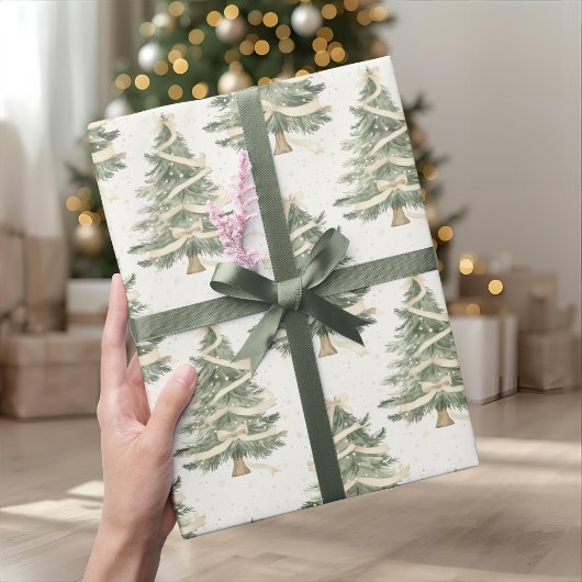 Modern Watercolor Kerstboom Inpakpapier