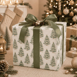 Modern Watercolor Kerstboom Inpakpapier
