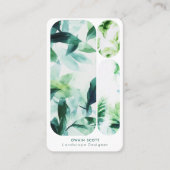 Modern Watercolor Leaf Business Card Garden Design Visitekaartje (Voorkant)