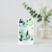Modern Watercolor Leaf Business Card Garden Design Visitekaartje (Staand voorkant)