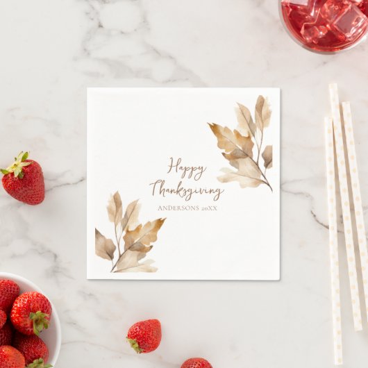 Modern Watercolor Leaf Thanksgiving Servet (Insitu)