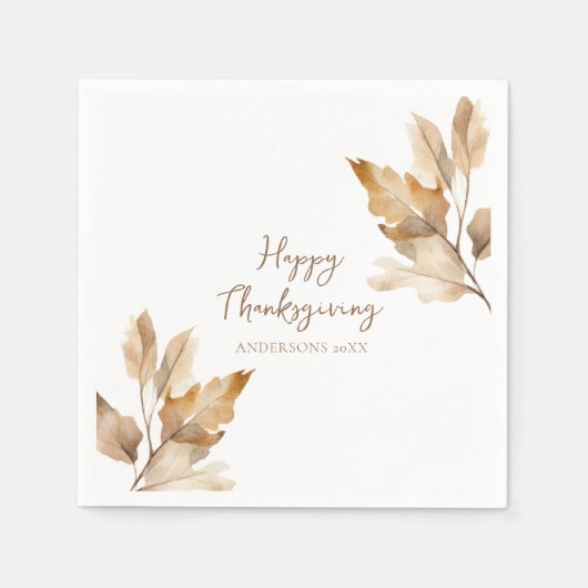Modern Watercolor Leaf Thanksgiving Servet (Voorkant)