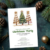 Modern watercolor leopard Christmas tree invite Kaart