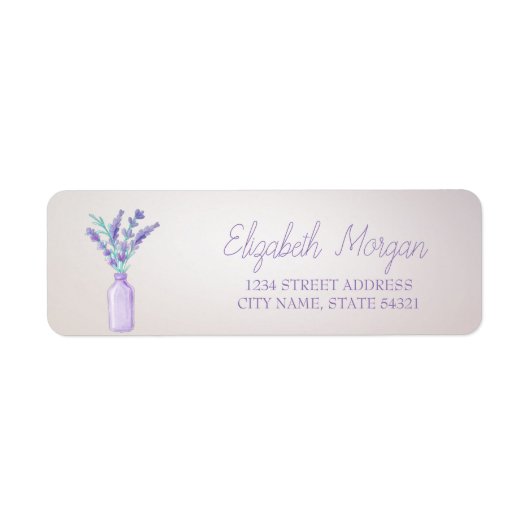 Modern Watercolor Mason Jar Lavendel Adres Etiket (Voorkant)