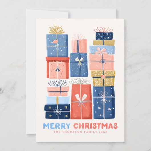 Modern Watercolor Merry Christmas Minimal  Feestdagenkaart (Voorkant)