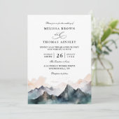 Modern Watercolor Mountain Forest QR Code Wedding Kaart (Staand voorkant)