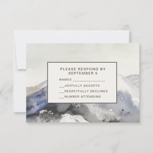 Modern Watercolor Mountains RSVP Card Neutral Tan (Voorkant)
