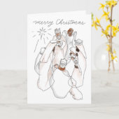 Modern Watercolor Nativity Scene Kaart (Gele Bloem)