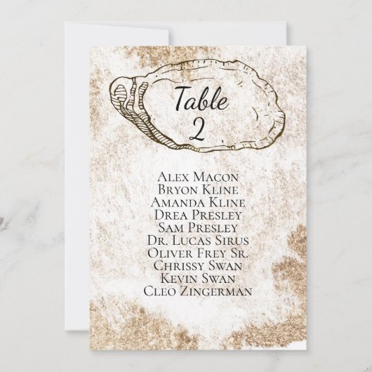 Modern Watercolor Oester Strand Zitplaatskaart Kaart (Voorkant)