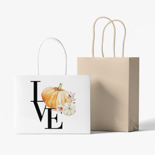 Modern Watercolor Orange Pumpkin With Love Groot Cadeauzakje