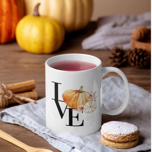 Modern Watercolor Orange Pumpkin With Love Koffiemok