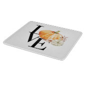 Modern Watercolor Orange Pumpkin With Love Snijplank (Hoek)
