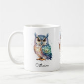 Modern Watercolor Owl Custom Name Koffiemok (Links)